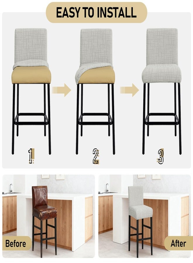 JIUZHEN أغطية كراسي بار جيوتشن، 4 قطع، قابلة للتمدد، غطاء كرسي مرتفع مع مساند ظهر، غطاء مخملي قابل للغسل، مناسب للمطاعم والحانات، غطاء كرسي بار قابل للإزالة، مقاوم للماء، رمادي فاتح - Image 4